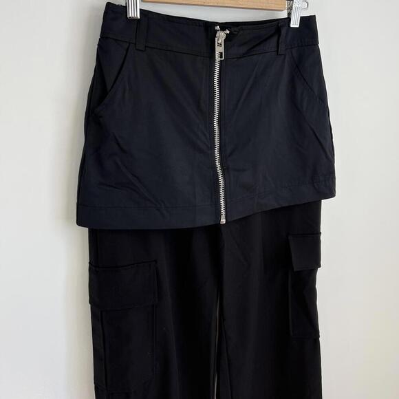 Brand New Zara Women's XS Black Skirt Front Full Zipper Wide Leg Pants 4391/507 - Picture 3 of 13